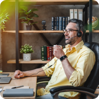 man working remotely