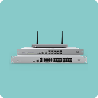 Stack of Cisco Meraki Switches and wireless router